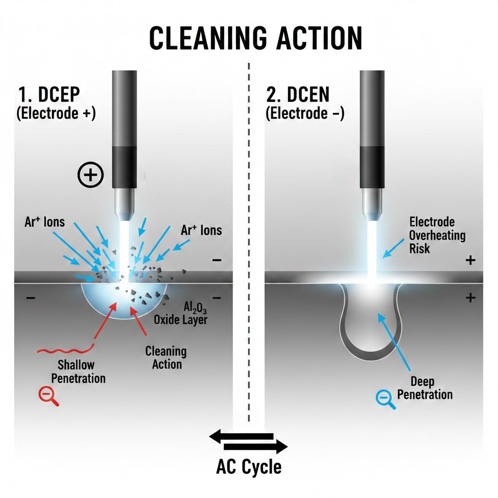 Cleaning action of GTAW DCEP