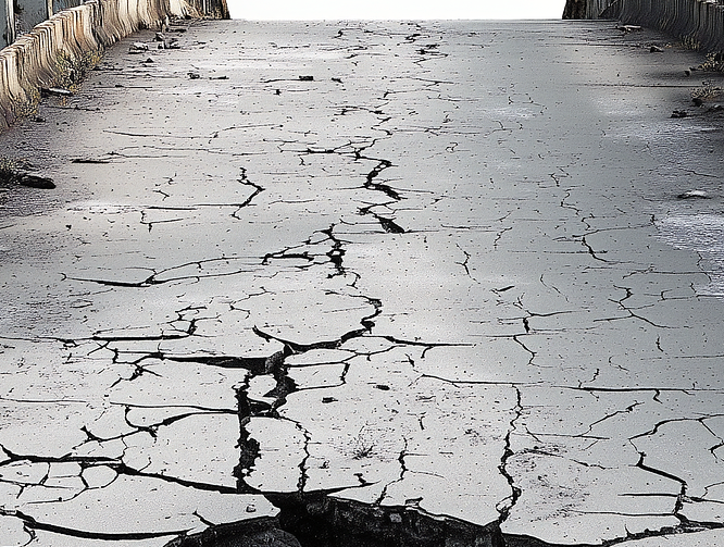 Cracked bridge image due to fatigue